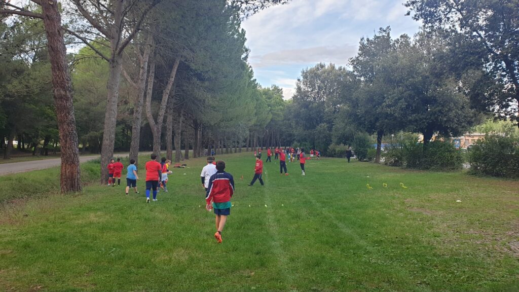 L'allenamento del Rugby Perugia Junior fuori dal campo